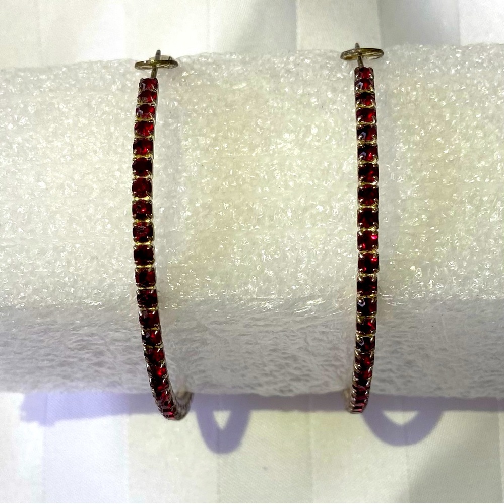 ⭐️💲5 add-on ⭐️ Red rhinestone hoops